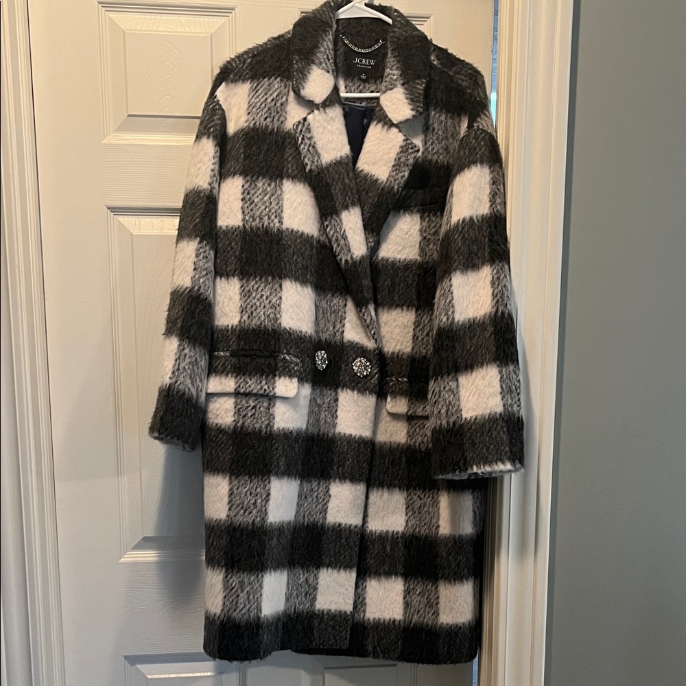J. Crew Black and White Plaid Collection Coat